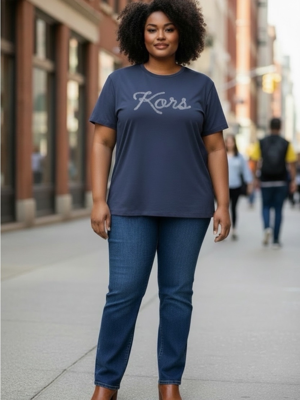 Michael Kors Navy Logo Tee - Size 2X